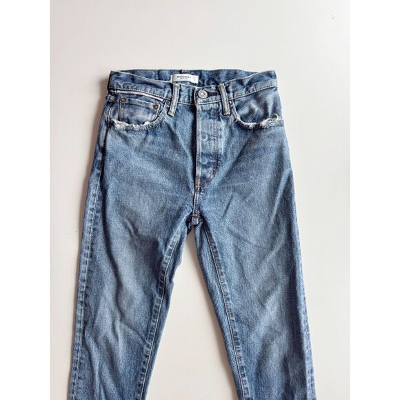 MOUSSY Burbank Medium Blue High Rise Stretch Tapered Ankle Jeans, Size 24 - Picture 6 of 16